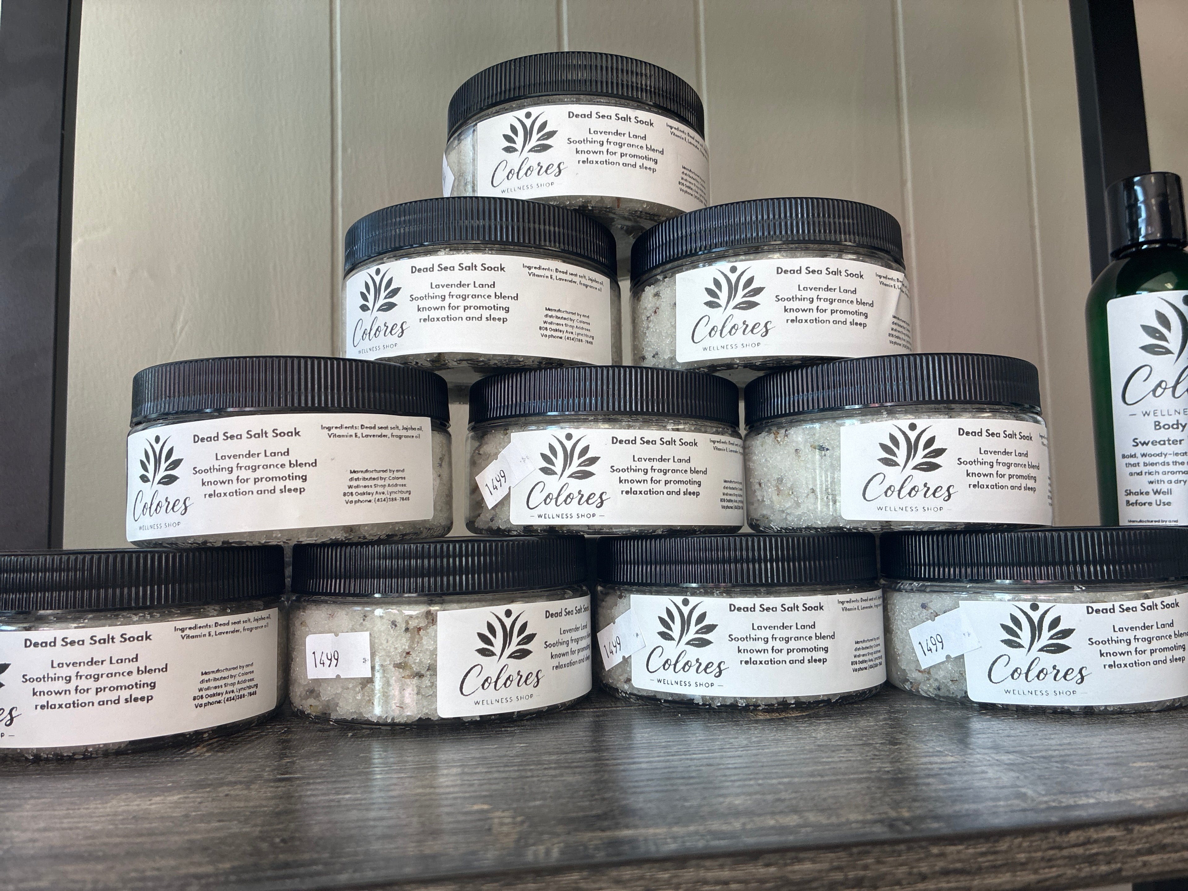 Dead Sea salt soak in lavender land